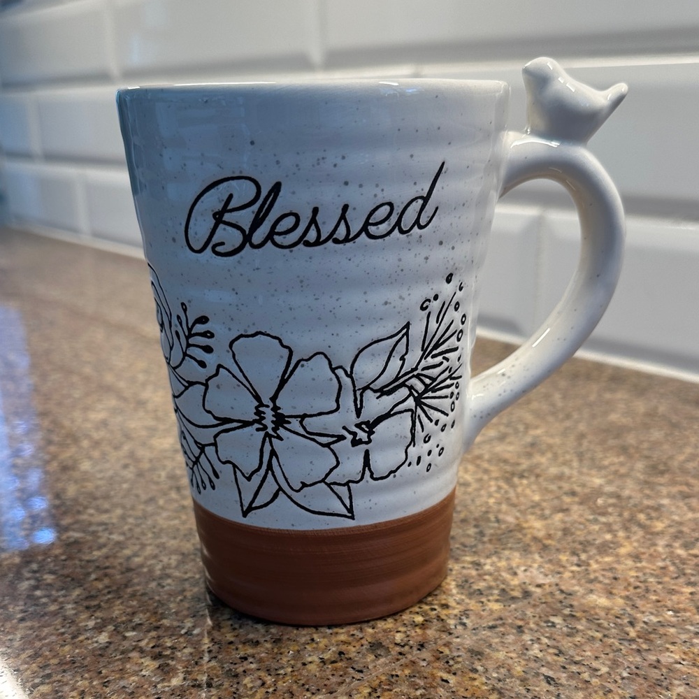 Blessed Ceramic Mug with Floral Design